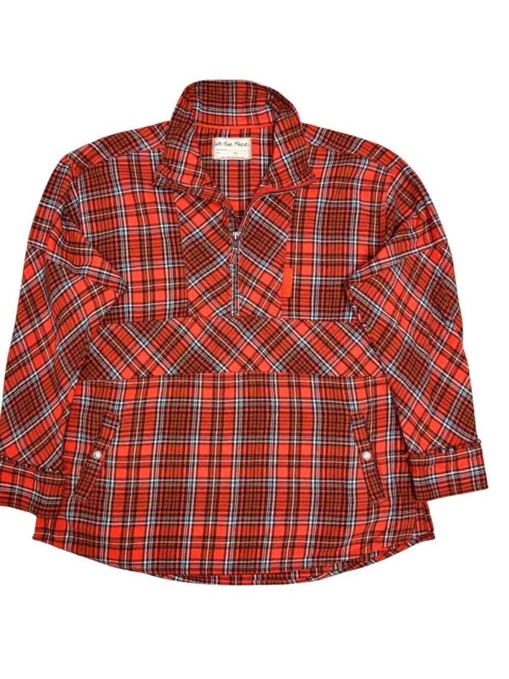 FREE PEOPLE Flannel Shirt Oversized Cotton Plaid Shirt Shacket Jacket Womens XS